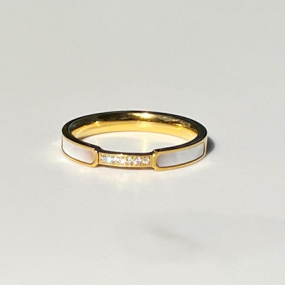 New! “Louisa” Dainty Iridescent/Gold Ring